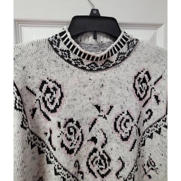 Vintage Floral Roses Knit Sweater M - Picture 3 of 9
